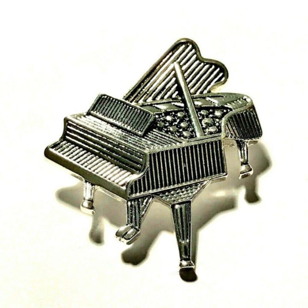 Grand Piano Pin Brooch Necklace Pendant Silver Plated Music Gift Musician